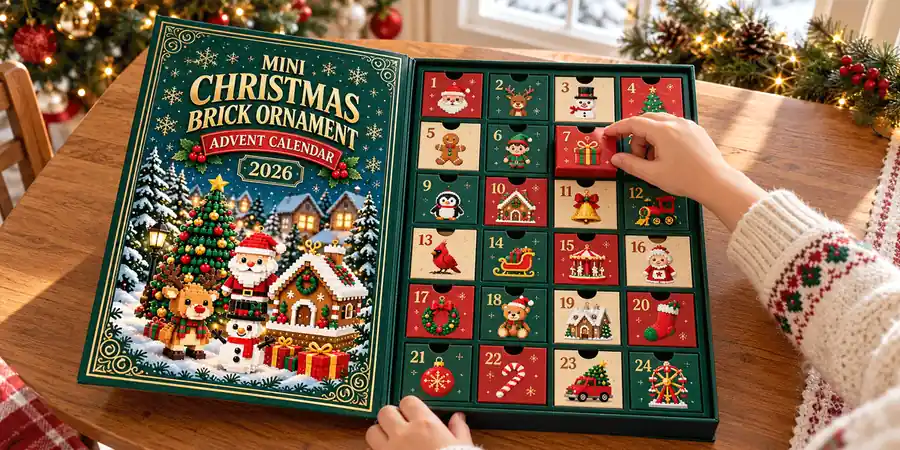 Open Shirem JollyBricks calendar showing its 24 numbered compartments